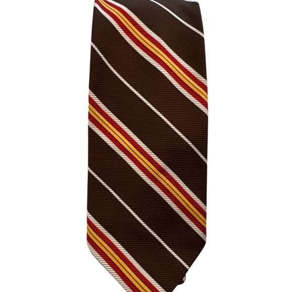 Vtg JC Penney Luxury Tie 60's 70's Disco Brown Striped Polyester Tie 56" x 4" - Picture 2 of 5